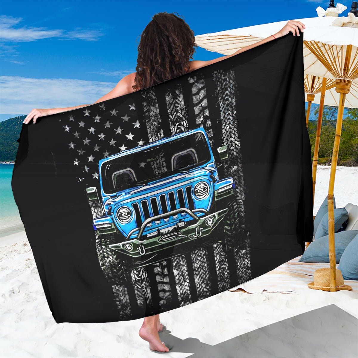 American Jeep Sarong Once Upon A Time I Was An Asshole JKD I Still Am DT01 - The Mazicc - One Size - 44 x 66 inches - Black