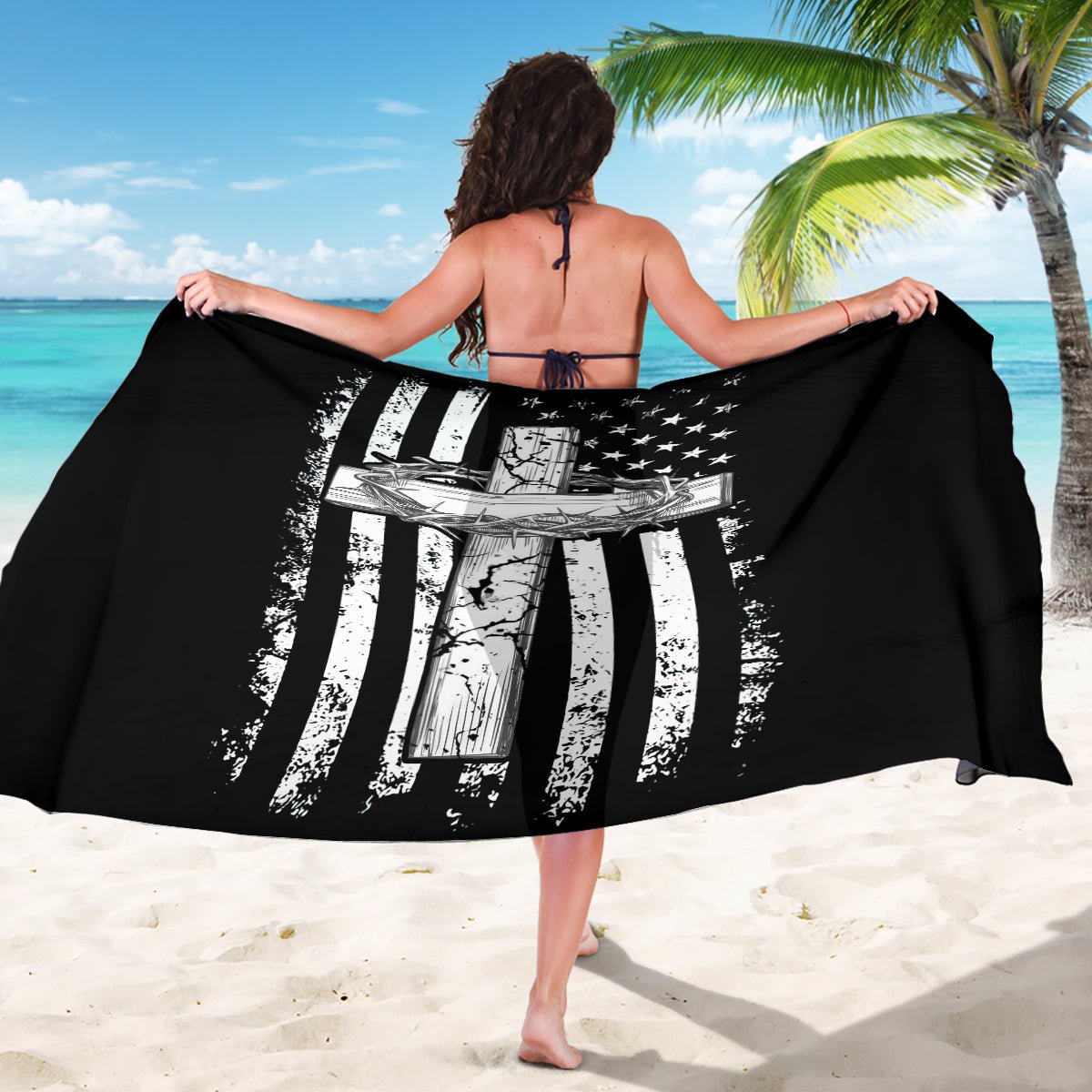 American Jeep Sarong One Nation Under God DT01 - The Mazicc - One Size - 44 x 66 inches - Black