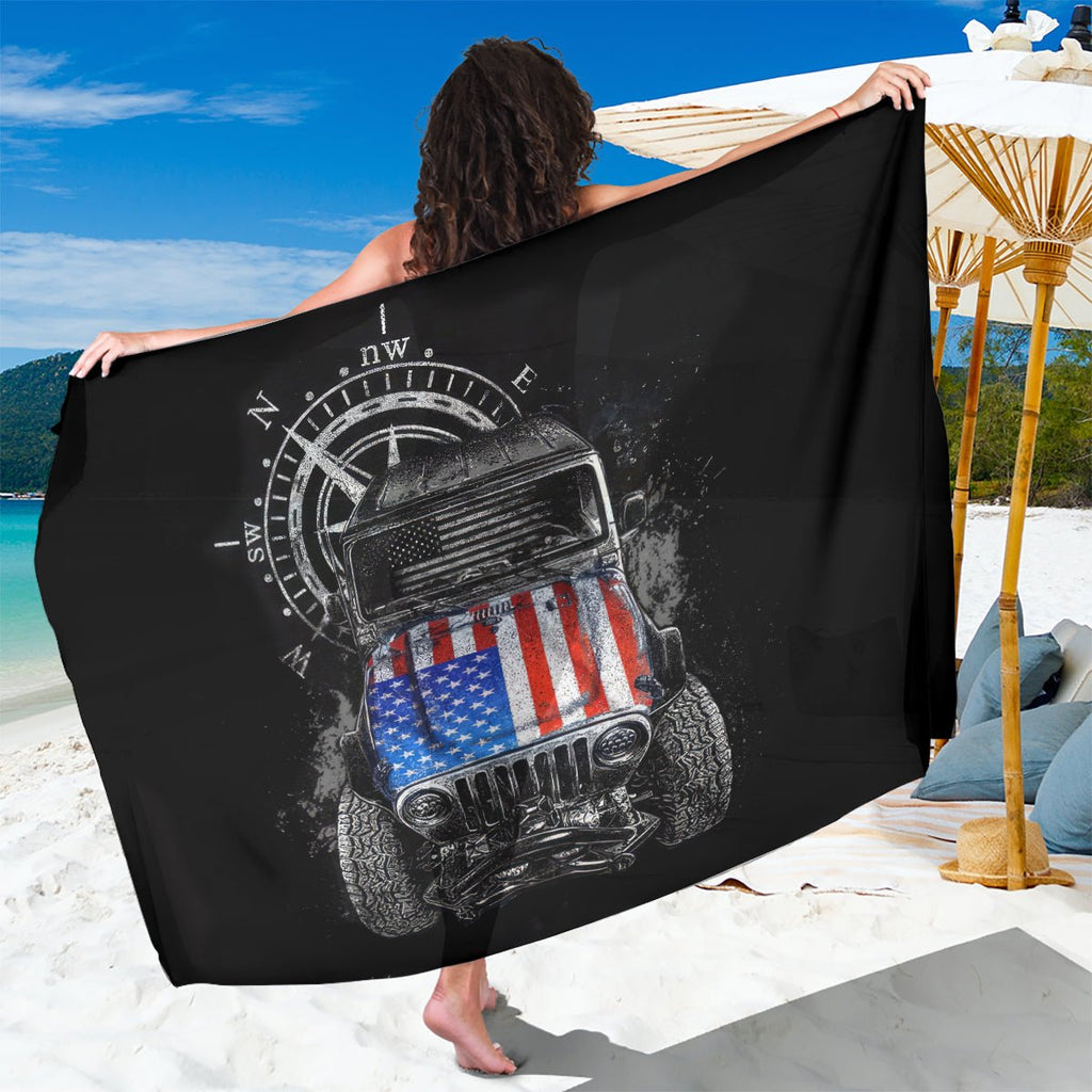 American Jeep Sarong Vintage Jeep Life DT01 - The Mazicc - One Size - 44 x 66 inches - Black