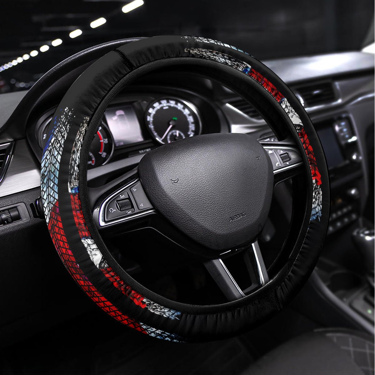 American Jeep Steering Wheel Cover American Flag Jeep Life DT01 - The Mazicc - Universal Fit - Black -