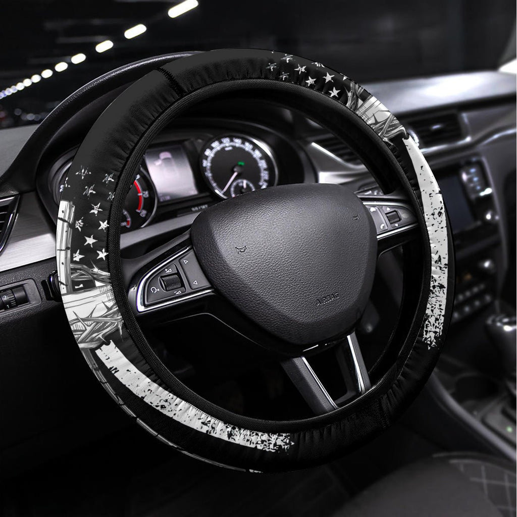 American Jeep Steering Wheel Cover One Nation Under God DT01 - The Mazicc - Universal Fit - Black -