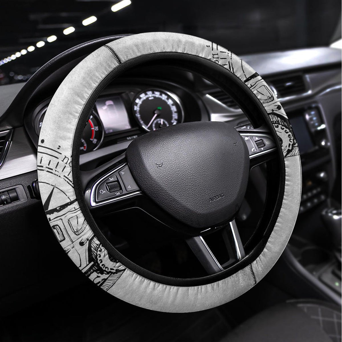 American Jeep Steering Wheel Cover Sketch Art Jeep Life DT01 - The Mazicc - Universal Fit - Gray -