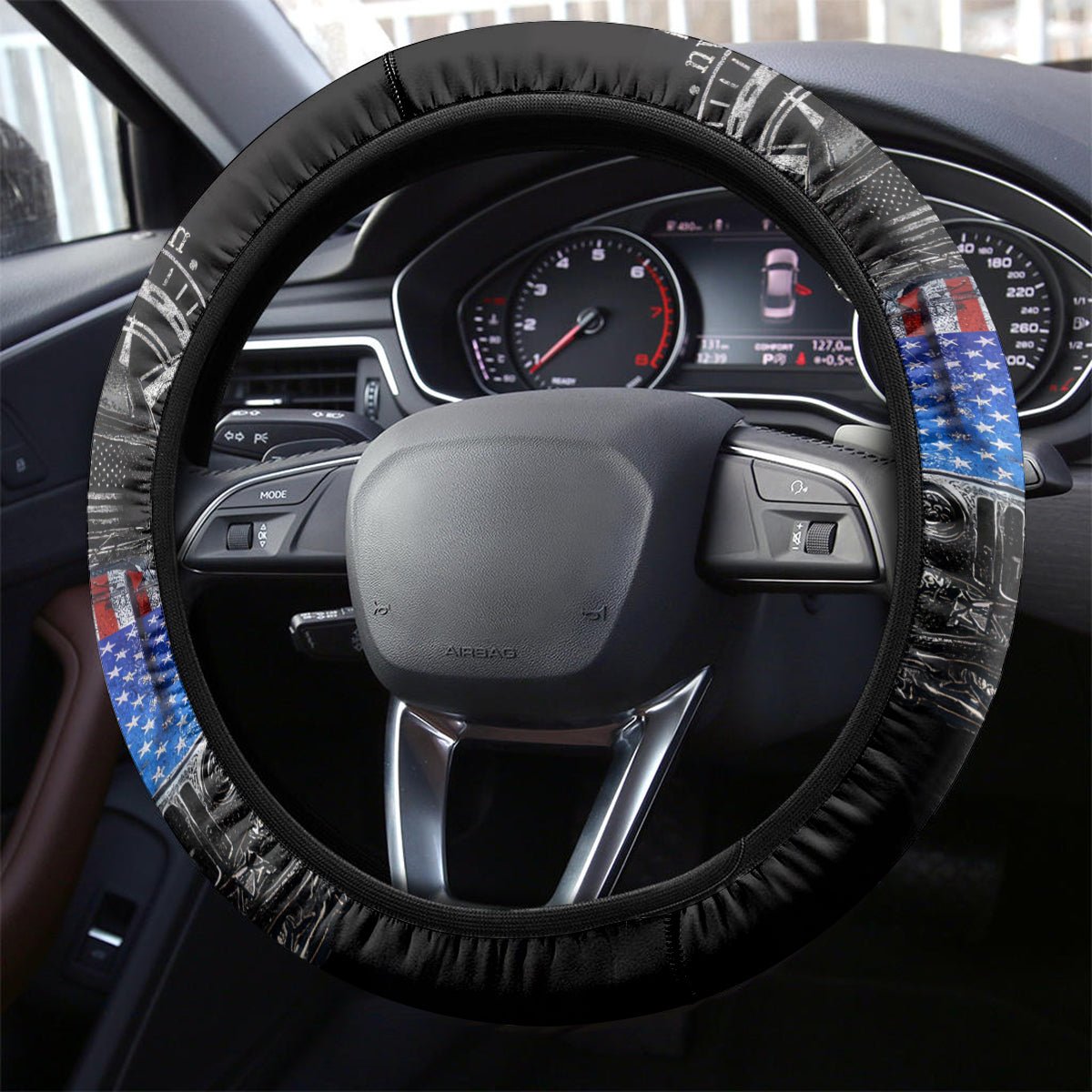 American Jeep Steering Wheel Cover Vintage Jeep Life DT01 - The Mazicc - Universal Fit - Black -