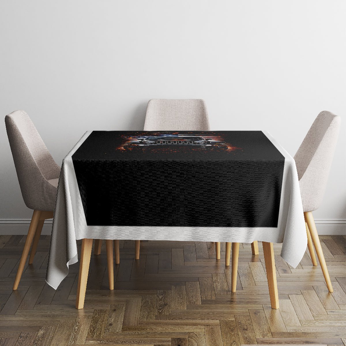 American Jeep Tablecloth Never Underestimate An Old Man With A Jeep DT01 - The Mazicc - S - 90 x 90 cm - Black