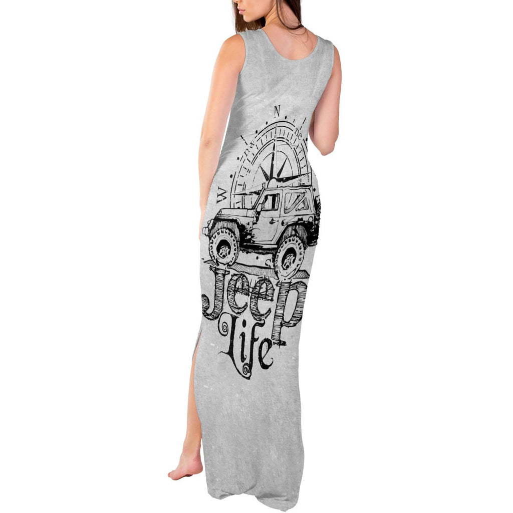 American Jeep Tank Maxi Dress Sketch Art Jeep Life DT01 - The Mazicc - Women - S - Gray