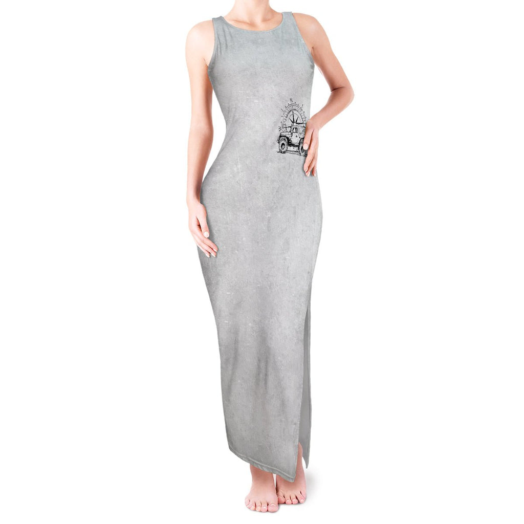 American Jeep Tank Maxi Dress Sketch Art Jeep Life DT01 - The Mazicc - Women - S - Gray