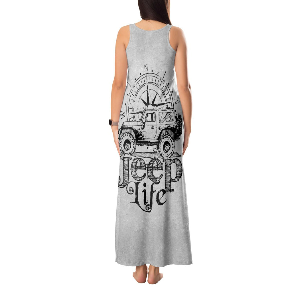 American Jeep Tank Maxi Dress Sketch Art Jeep Life DT01 - The Mazicc - Women - S - Gray