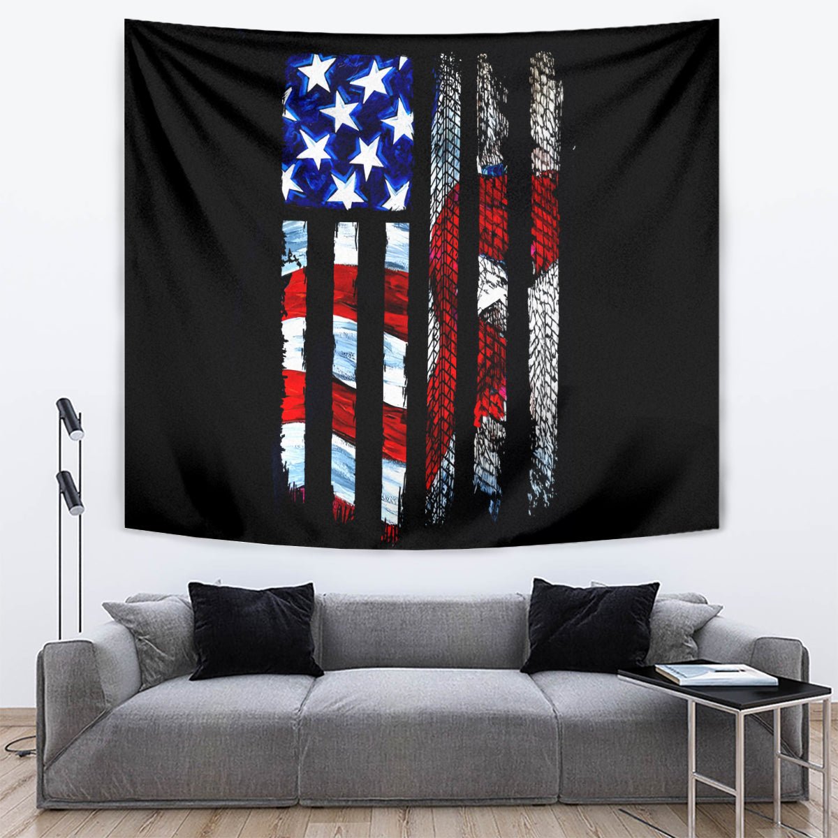 American Jeep Tapestry American Flag Jeep Life DT01 - The Mazicc - XS - 60 x 138 cm - Black