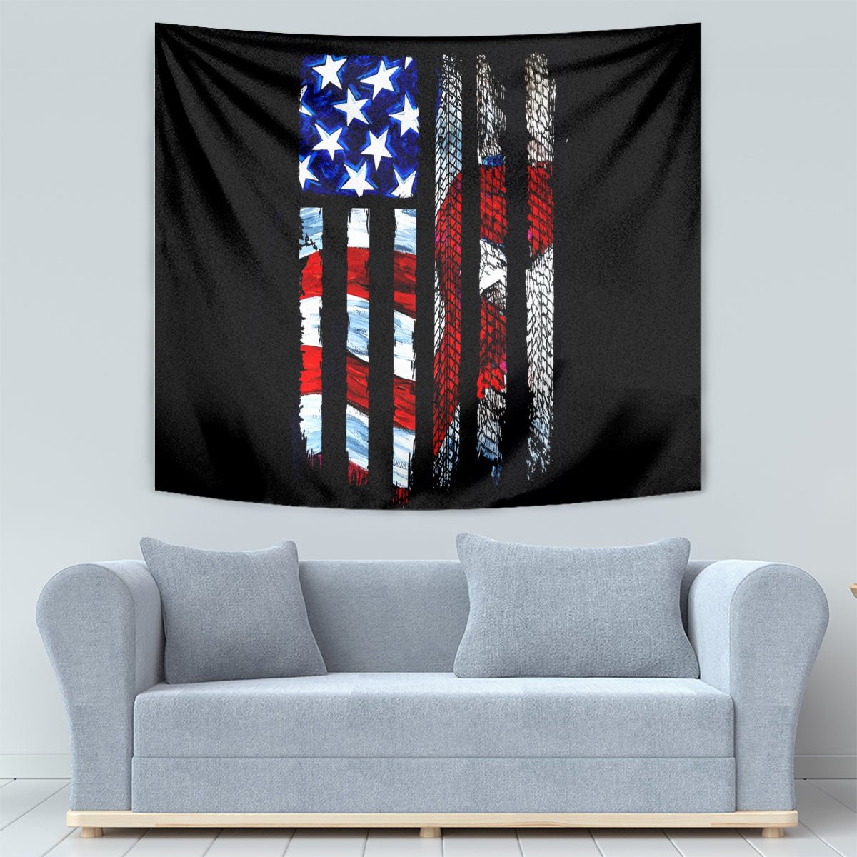 American Jeep Tapestry American Flag Jeep Life DT01 - The Mazicc - XS - 60 x 138 cm - Black