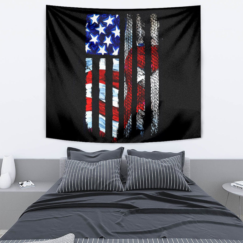 American Jeep Tapestry American Flag Jeep Life DT01 - The Mazicc - XS - 60 x 138 cm - Black
