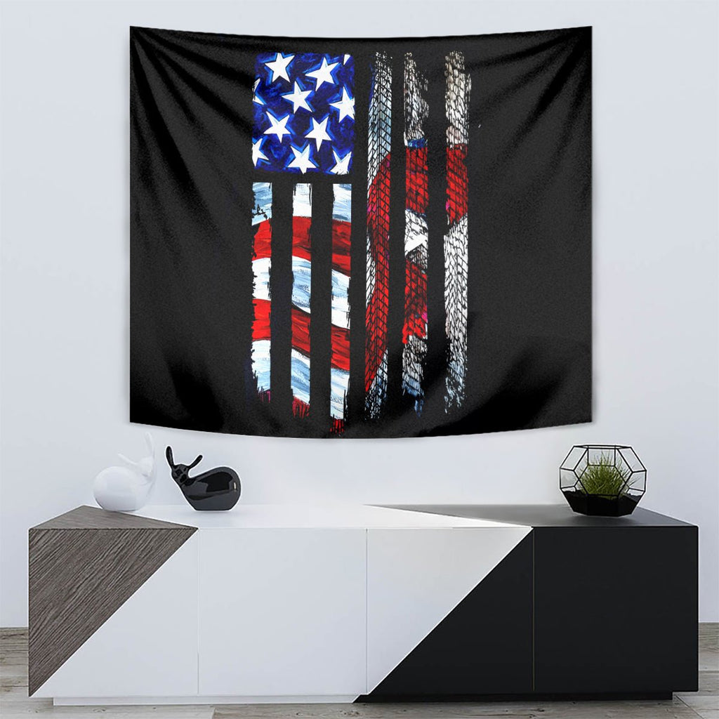 American Jeep Tapestry American Flag Jeep Life DT01 - The Mazicc - XS - 60 x 138 cm - Black