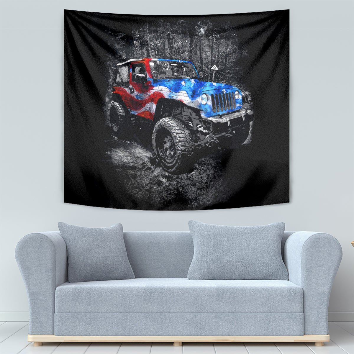 American Jeep Tapestry Jeep Girls Like It Dirty DT01 - The Mazicc - XS - 60 x 138 cm - Black