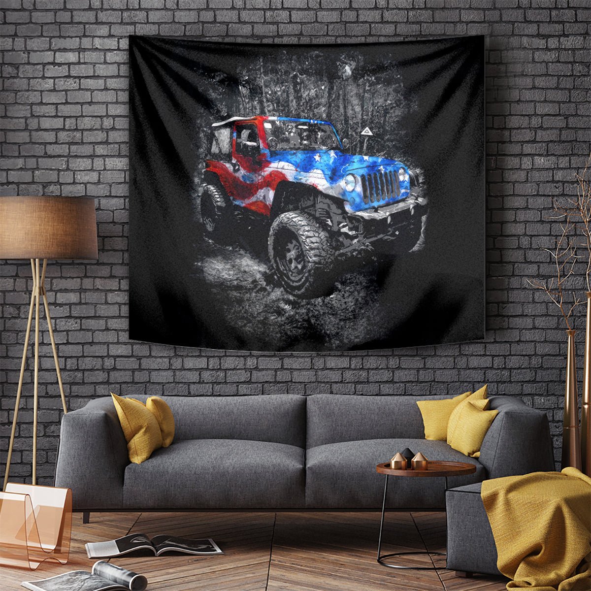 American Jeep Tapestry Jeep Girls Like It Dirty DT01 - The Mazicc - XS - 60 x 138 cm - Black