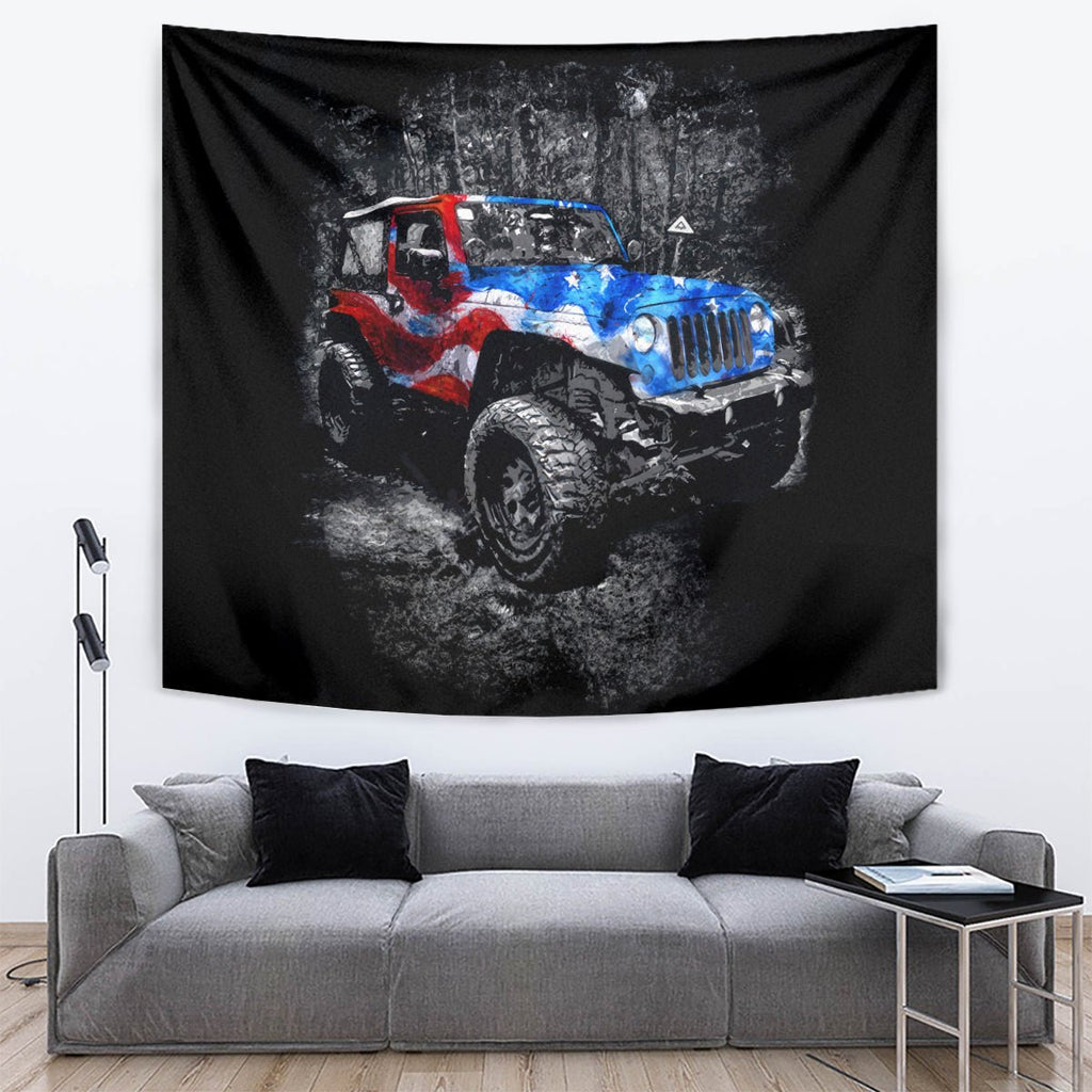 American Jeep Tapestry Jeep Girls Like It Dirty DT01 - The Mazicc - XS - 60 x 138 cm - Black