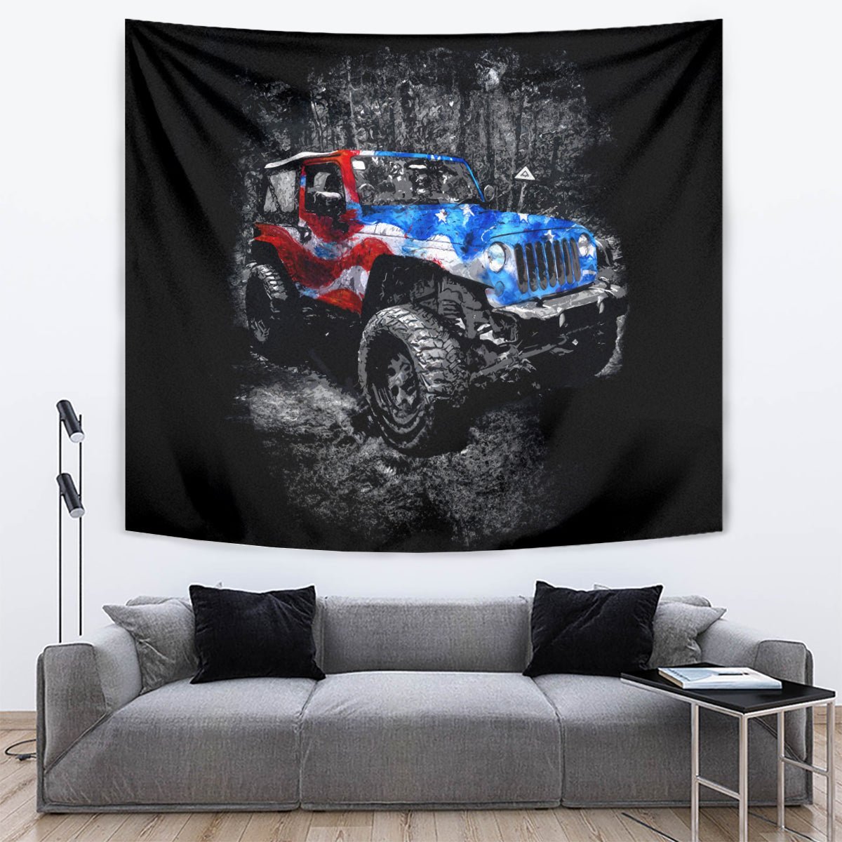 American Jeep Tapestry Jeep Girls Like It Dirty DT01 - The Mazicc - XS - 60 x 138 cm - Black