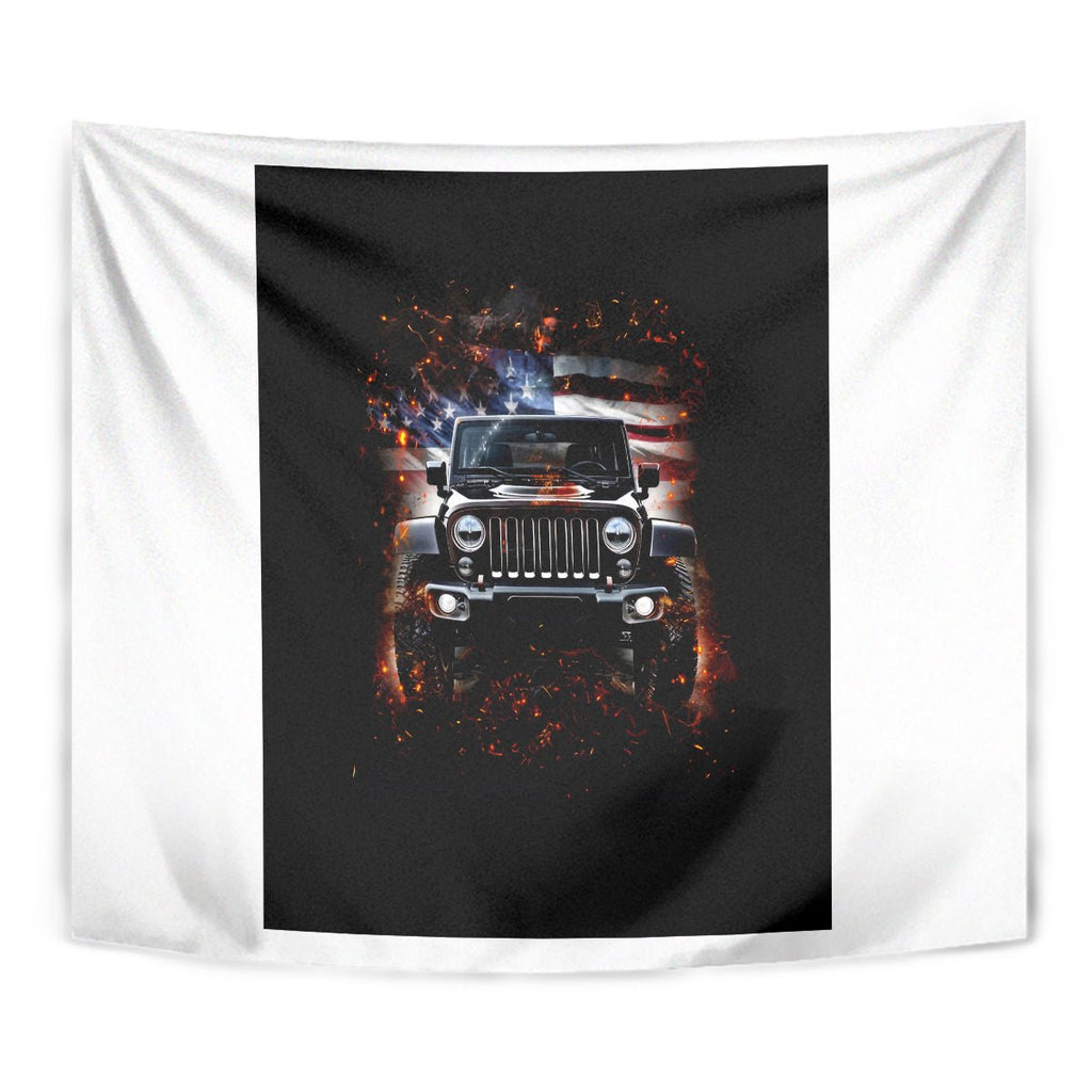 American Jeep Tapestry Never Underestimate An Old Man With A Jeep DT01 - The Mazicc - XS - 60 x 138 cm - Black