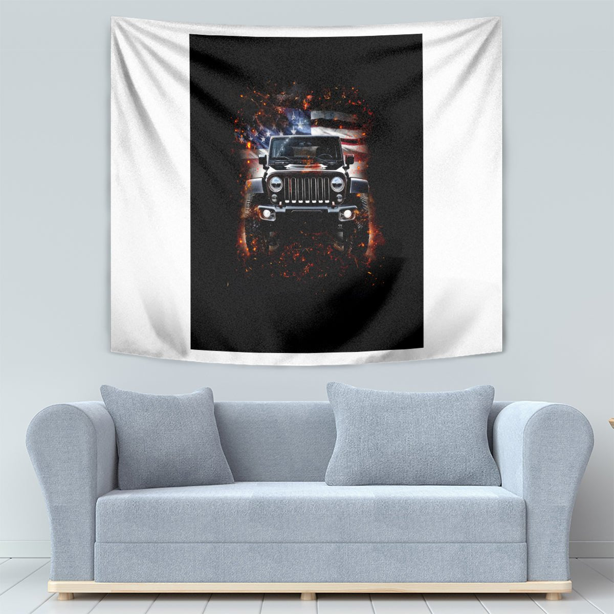 American Jeep Tapestry Never Underestimate An Old Man With A Jeep DT01 - The Mazicc - XS - 60 x 138 cm - Black