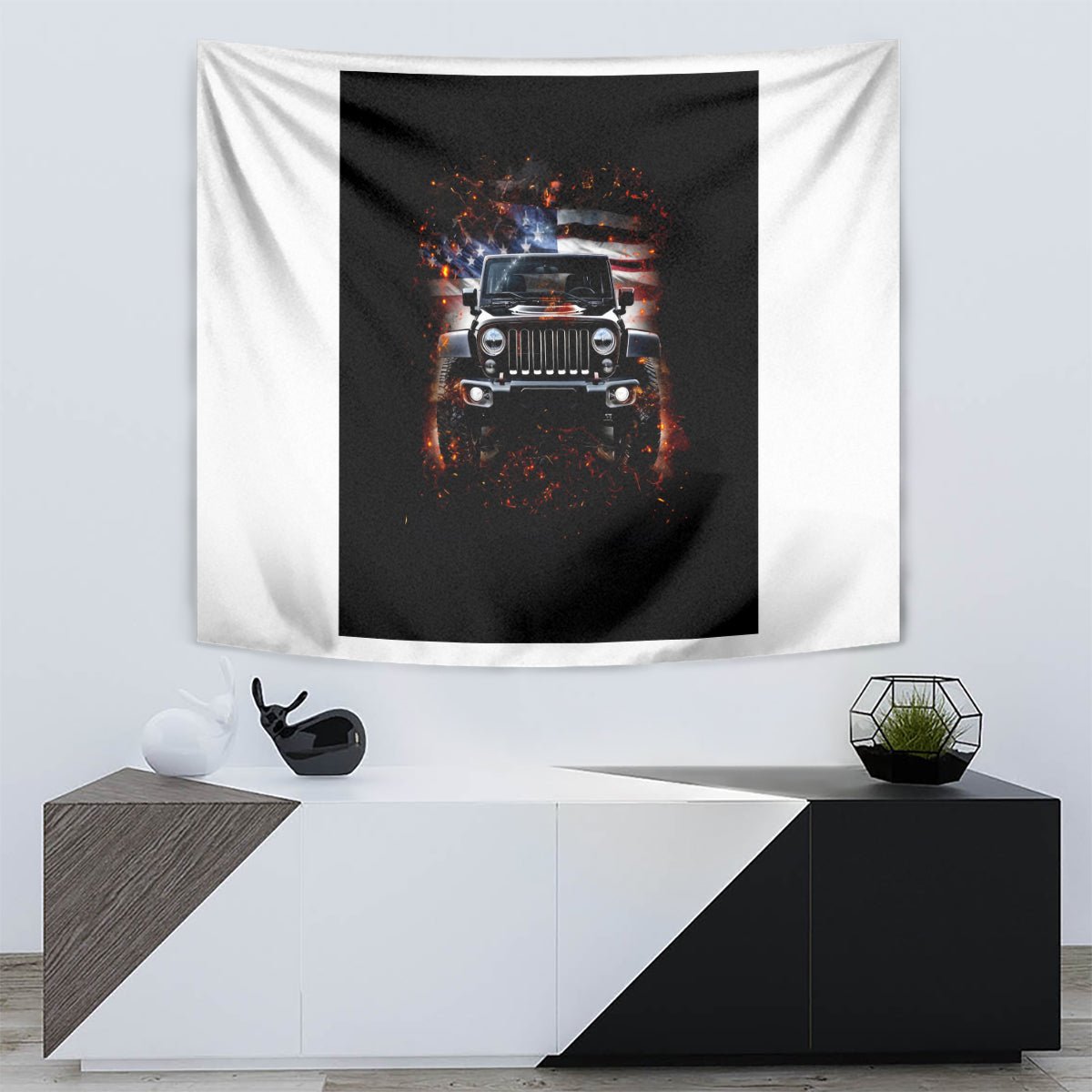 American Jeep Tapestry Never Underestimate An Old Man With A Jeep DT01 - The Mazicc - XS - 60 x 138 cm - Black