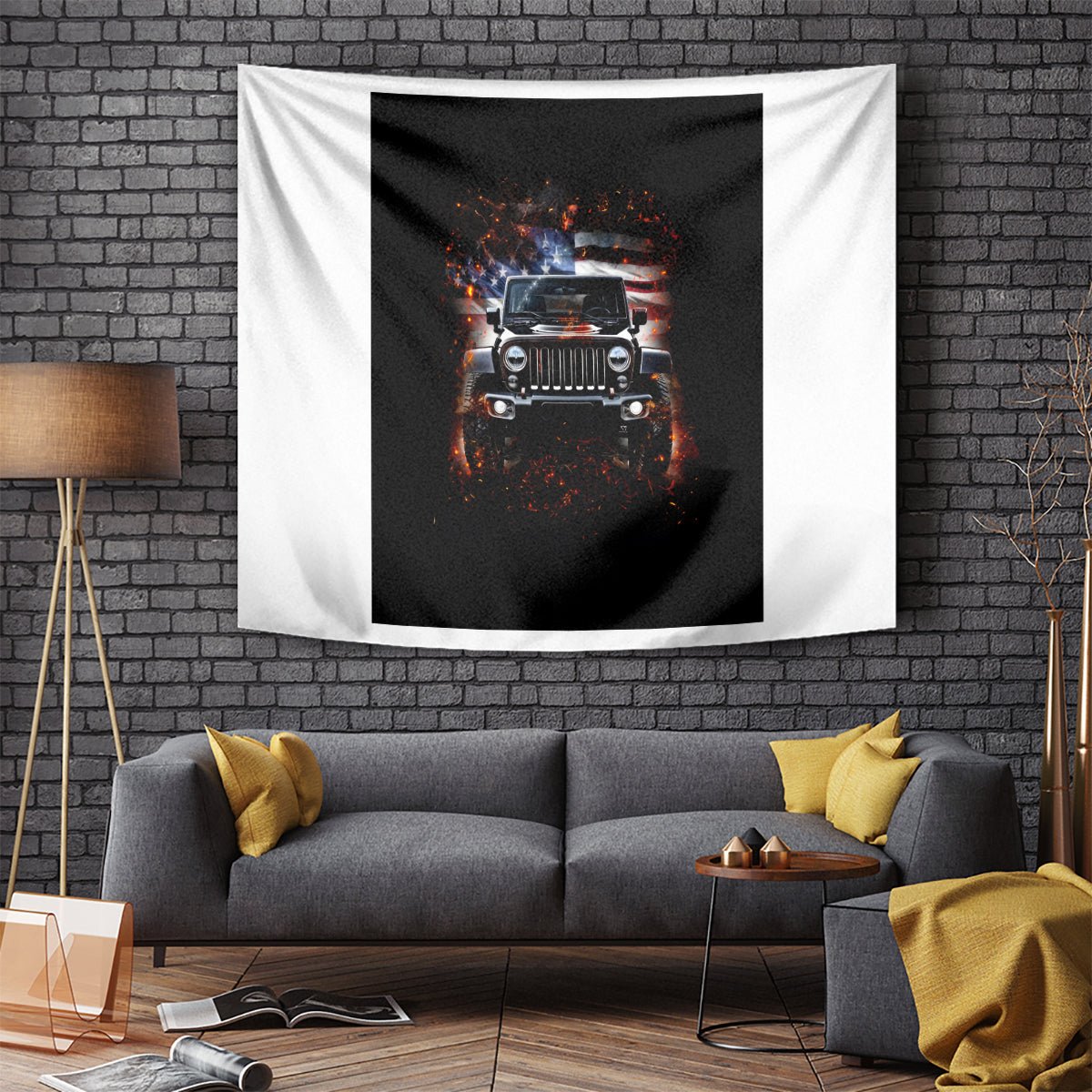 American Jeep Tapestry Never Underestimate An Old Man With A Jeep DT01 - The Mazicc - XS - 60 x 138 cm - Black