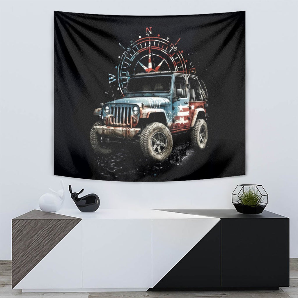 American Jeep Tapestry Vintage Jeep Life DT01 - The Mazicc - XS - 60 x 138 cm - Black