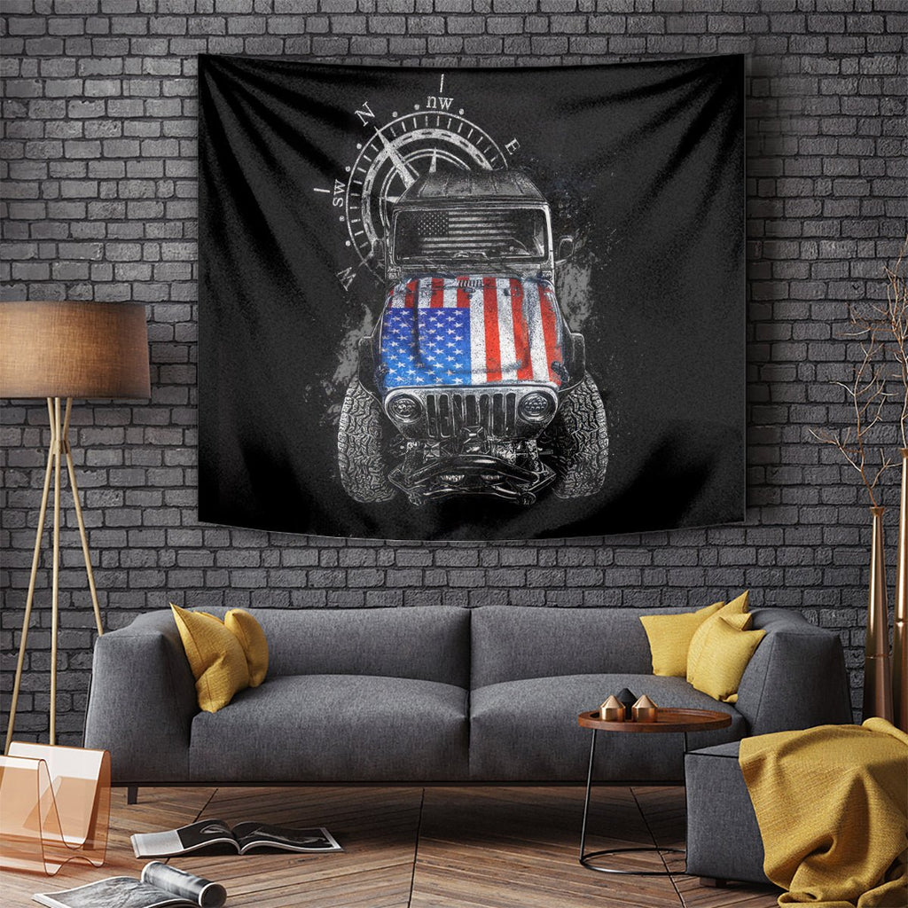 American Jeep Tapestry Vintage Jeep Life DT01 - The Mazicc - XS - 60 x 138 cm - Black