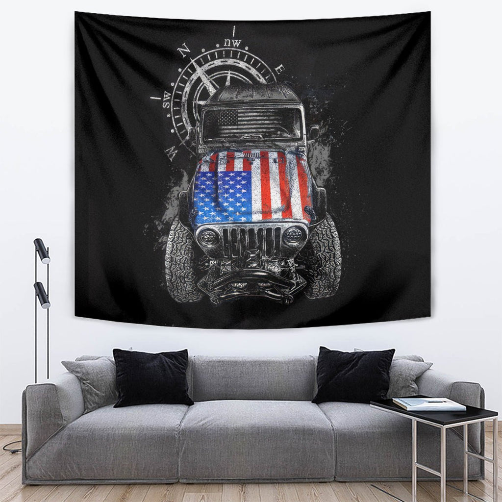 American Jeep Tapestry Vintage Jeep Life DT01 - The Mazicc - XS - 60 x 138 cm - Black