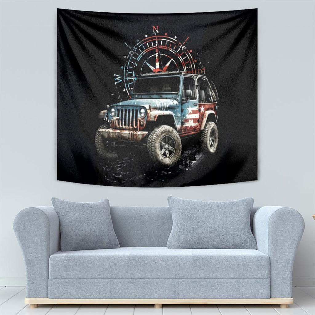 American Jeep Tapestry Vintage Jeep Life DT01 - The Mazicc - XS - 60 x 138 cm - Black