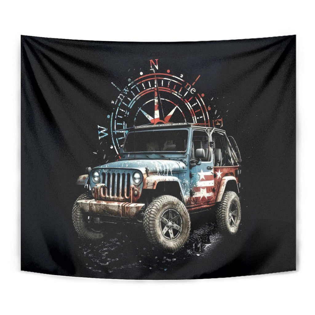 American Jeep Tapestry Vintage Jeep Life DT01 - The Mazicc - XS - 60 x 138 cm - Black