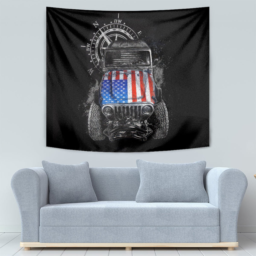 American Jeep Tapestry Vintage Jeep Life DT01 - The Mazicc - XS - 60 x 138 cm - Black