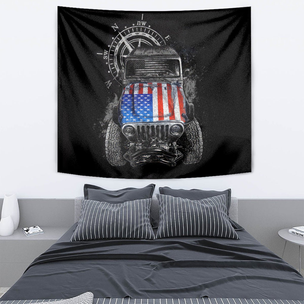 American Jeep Tapestry Vintage Jeep Life DT01 - The Mazicc - XS - 60 x 138 cm - Black