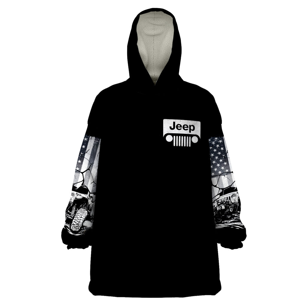 American Jeep Wearable Blanket Hoodie American Flag But Did You Die DT01 - The Mazicc - Adult - One Size - White