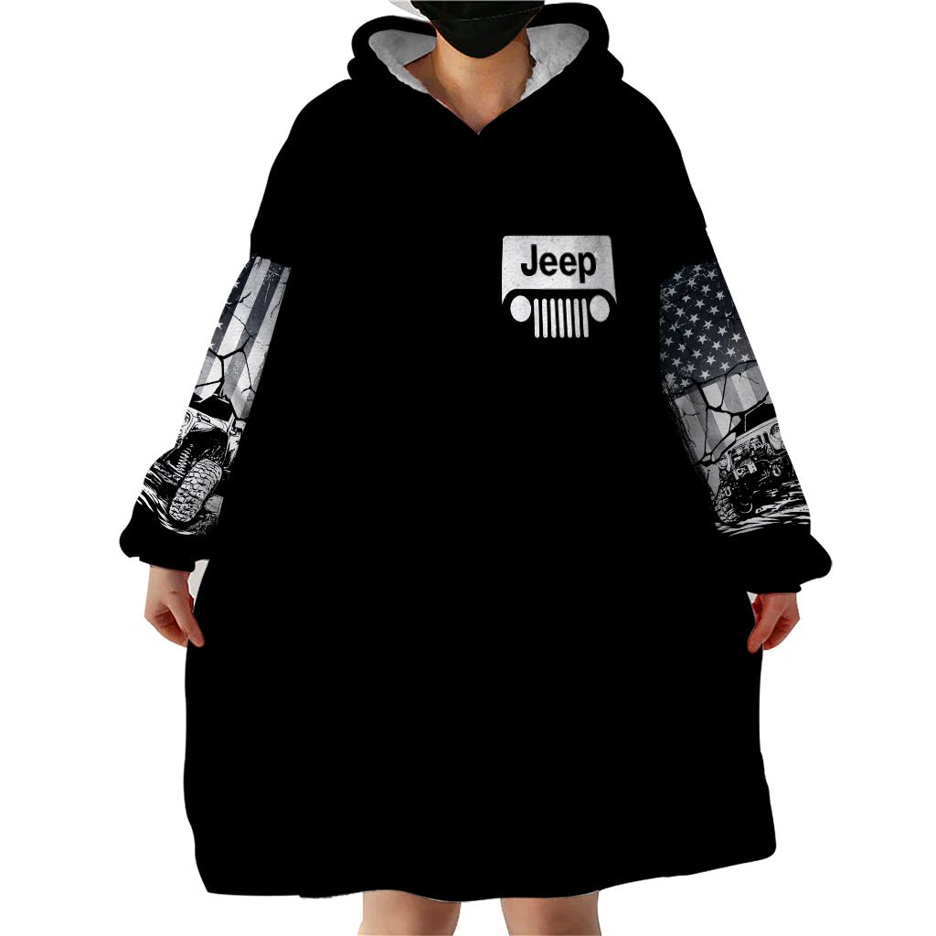 American Jeep Wearable Blanket Hoodie American Flag But Did You Die DT01 - The Mazicc - Adult - One Size - White