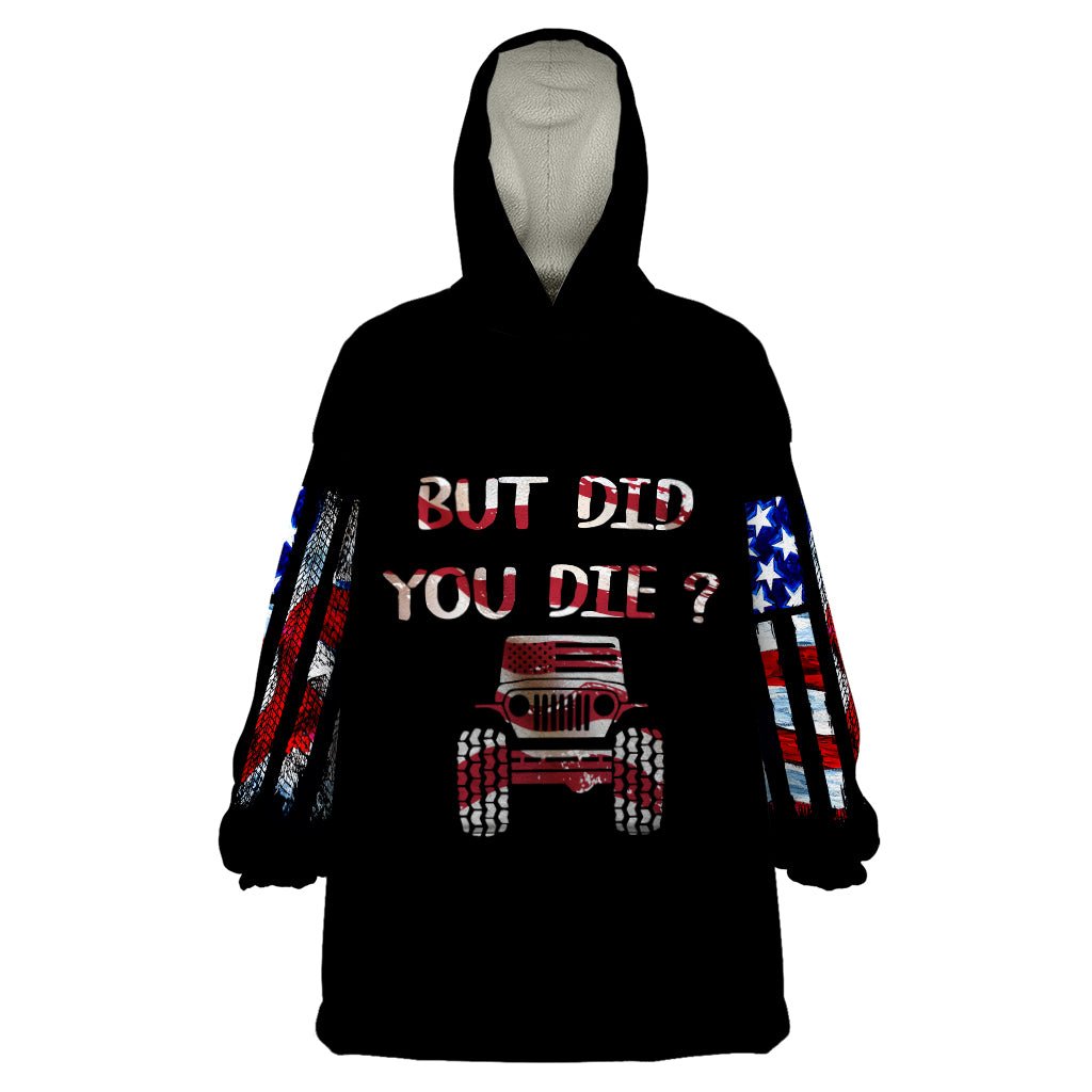 American Jeep Wearable Blanket Hoodie American Flag Jeep Life DT01 - The Mazicc - Adult - One Size - Black