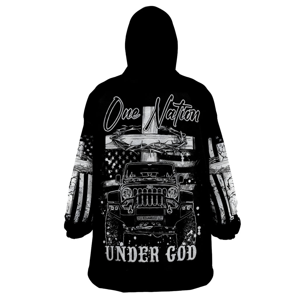 American Jeep Wearable Blanket Hoodie One Nation Under God DT01 - The Mazicc - Adult - One Size - Black