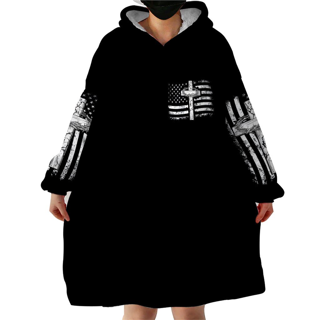 American Jeep Wearable Blanket Hoodie One Nation Under God DT01 - The Mazicc - Adult - One Size - Black