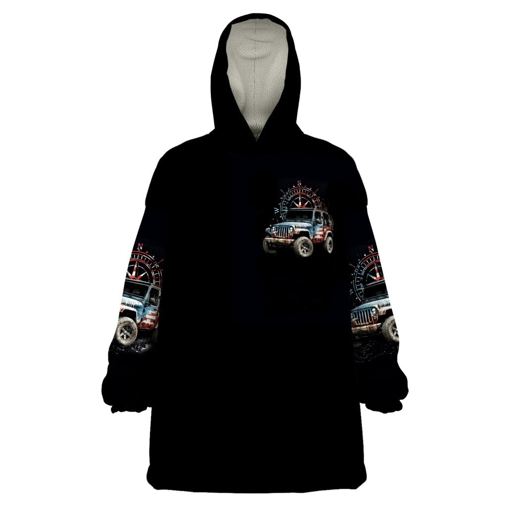 American Jeep Wearable Blanket Hoodie Vintage Jeep Life DT01 - The Mazicc - Adult - One Size - Black