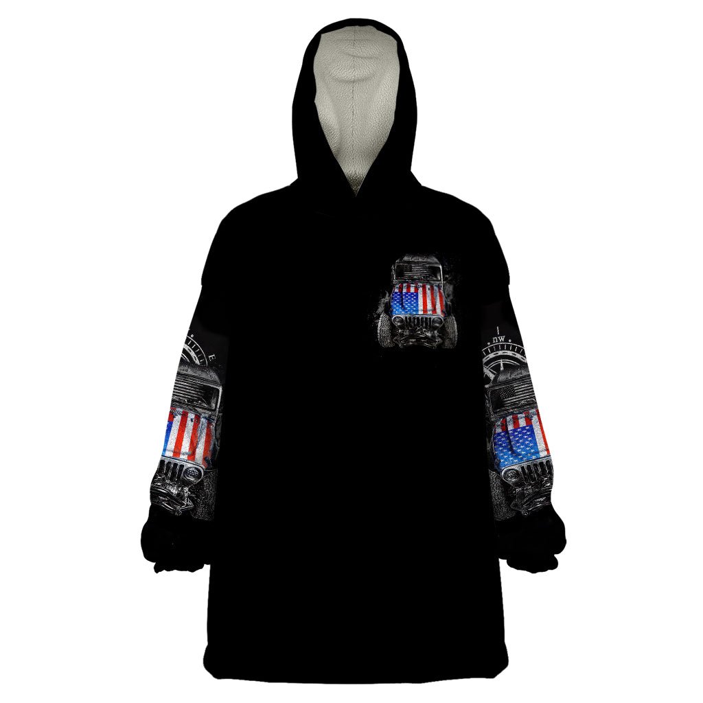 American Jeep Wearable Blanket Hoodie Vintage Jeep Life DT01 - The Mazicc - Adult - One Size - Black