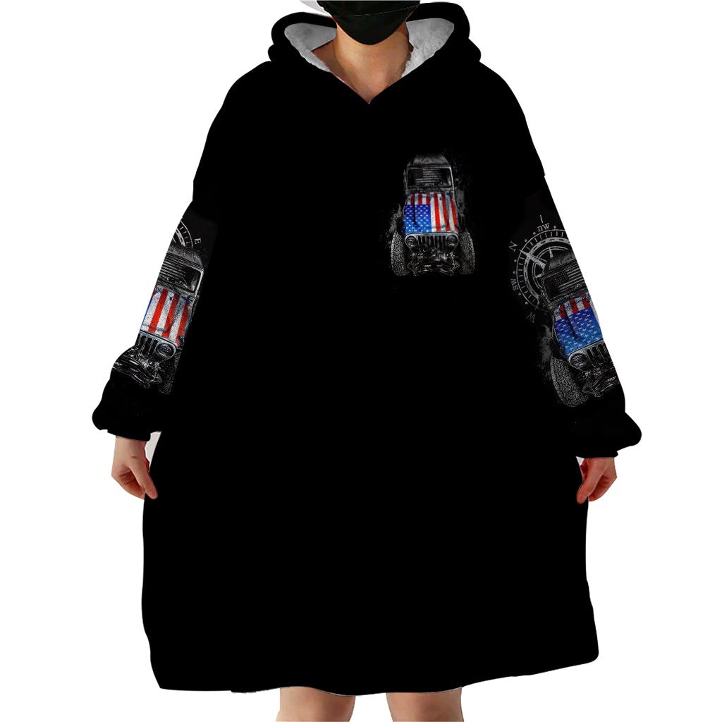 American Jeep Wearable Blanket Hoodie Vintage Jeep Life DT01 - The Mazicc - Adult - One Size - Black