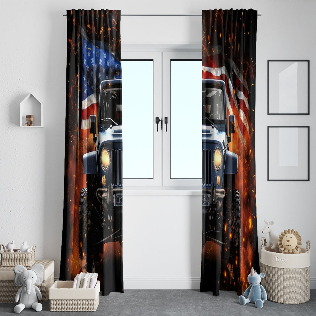 American Jeep Window Curtain I'm The Black Jeep Of The Family DT01 - The Mazicc - With Hooks - 107cm x 213cm - Black