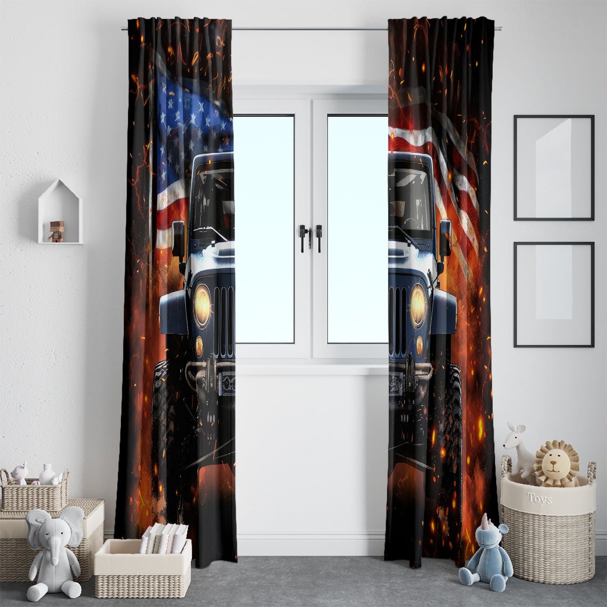 American Jeep Window Curtain I'm The Black Jeep Of The Family DT01 - The Mazicc - With Hooks - 107cm x 213cm - Black