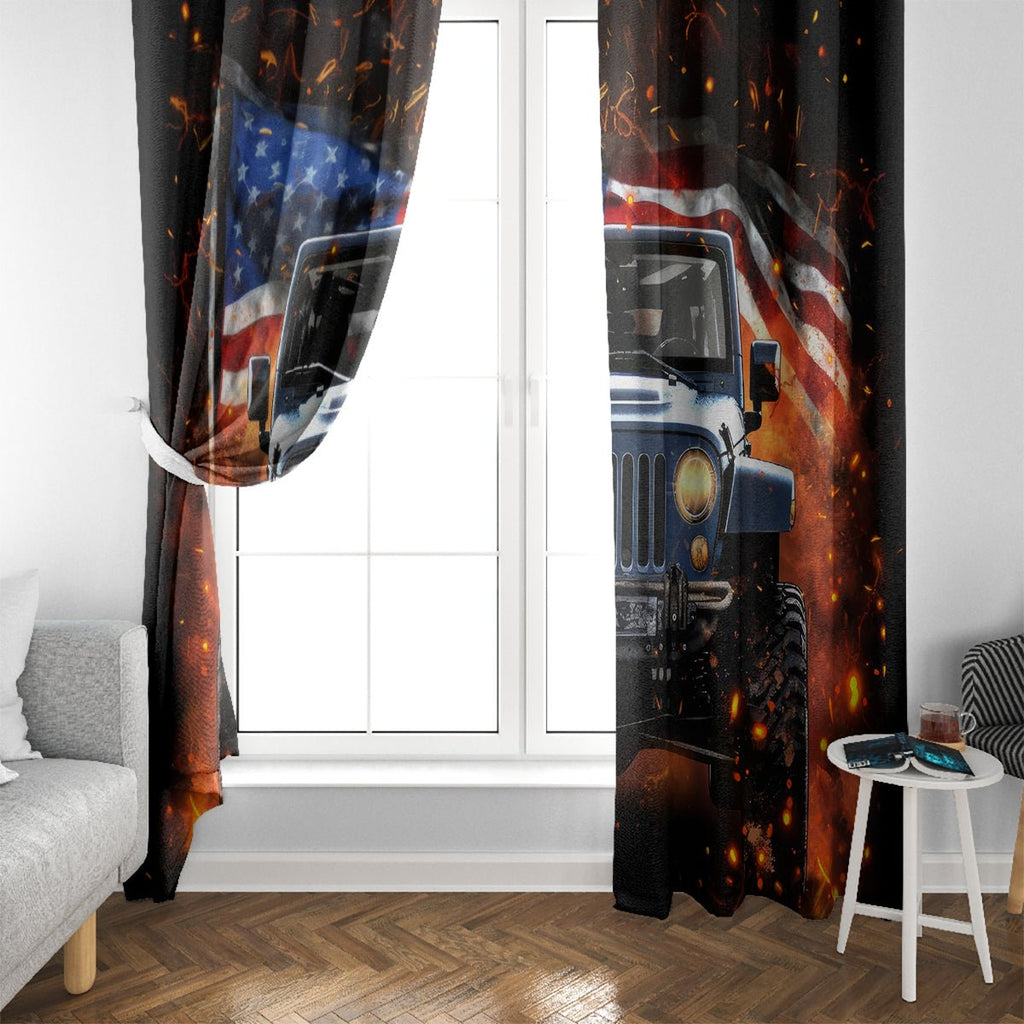 American Jeep Window Curtain I'm The Black Jeep Of The Family DT01 - The Mazicc - With Hooks - 107cm x 213cm - Black