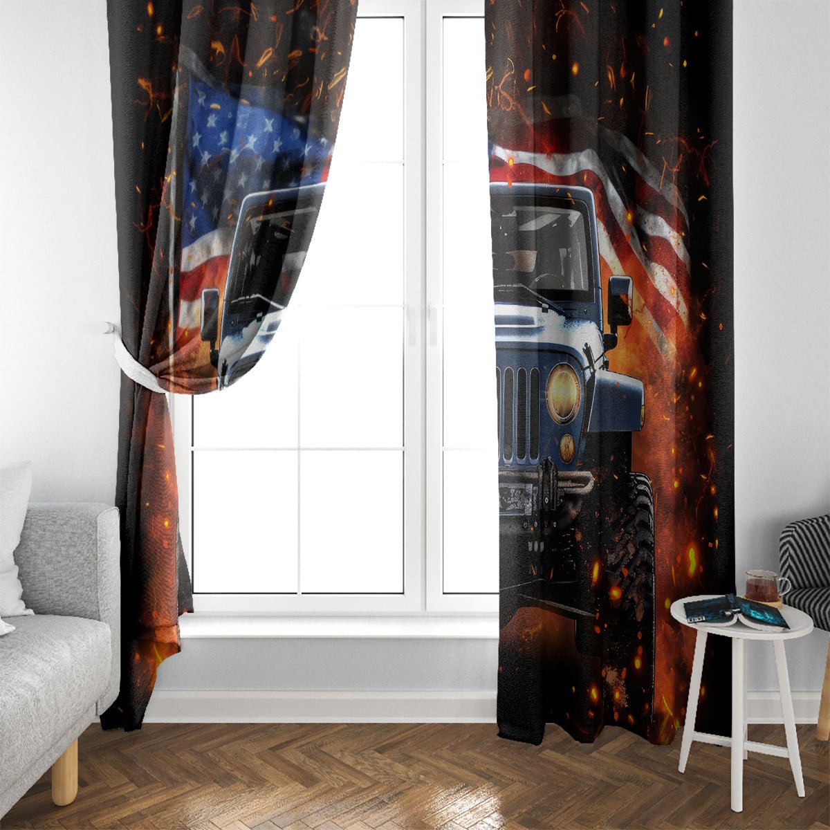 American Jeep Window Curtain I'm The Black Jeep Of The Family DT01 - The Mazicc - With Hooks - 107cm x 213cm - Black