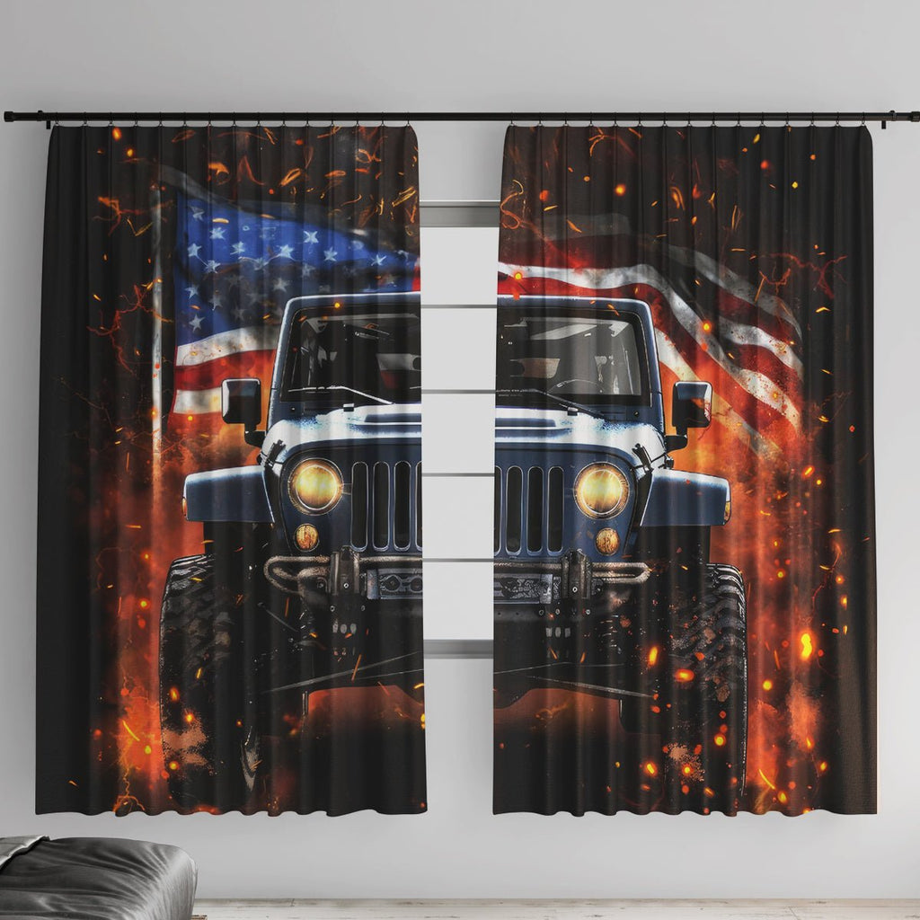 American Jeep Window Curtain I'm The Black Jeep Of The Family DT01 - The Mazicc - With Hooks - 107cm x 213cm - Black