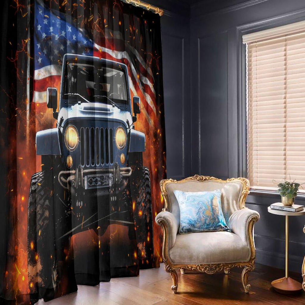 American Jeep Window Curtain I'm The Black Jeep Of The Family DT01 - The Mazicc - With Hooks - 107cm x 213cm - Black