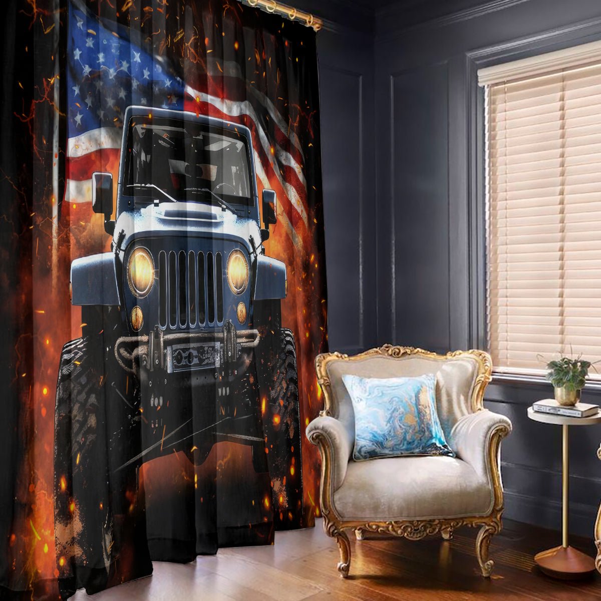 American Jeep Window Curtain I'm The Black Jeep Of The Family DT01 - The Mazicc - With Hooks - 107cm x 213cm - Black