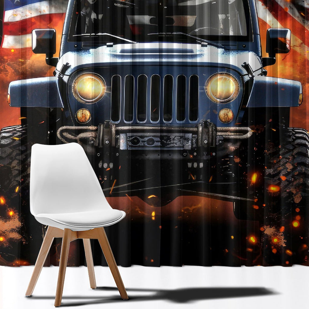 American Jeep Window Curtain I'm The Black Jeep Of The Family DT01 - The Mazicc - With Hooks - 107cm x 213cm - Black