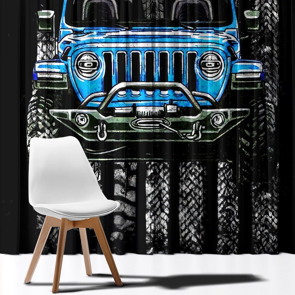 American Jeep Window Curtain Once Upon A Time I Was An Asshole JKD I Still Am DT01 - The Mazicc - With Hooks - 107cm x 213cm - Black