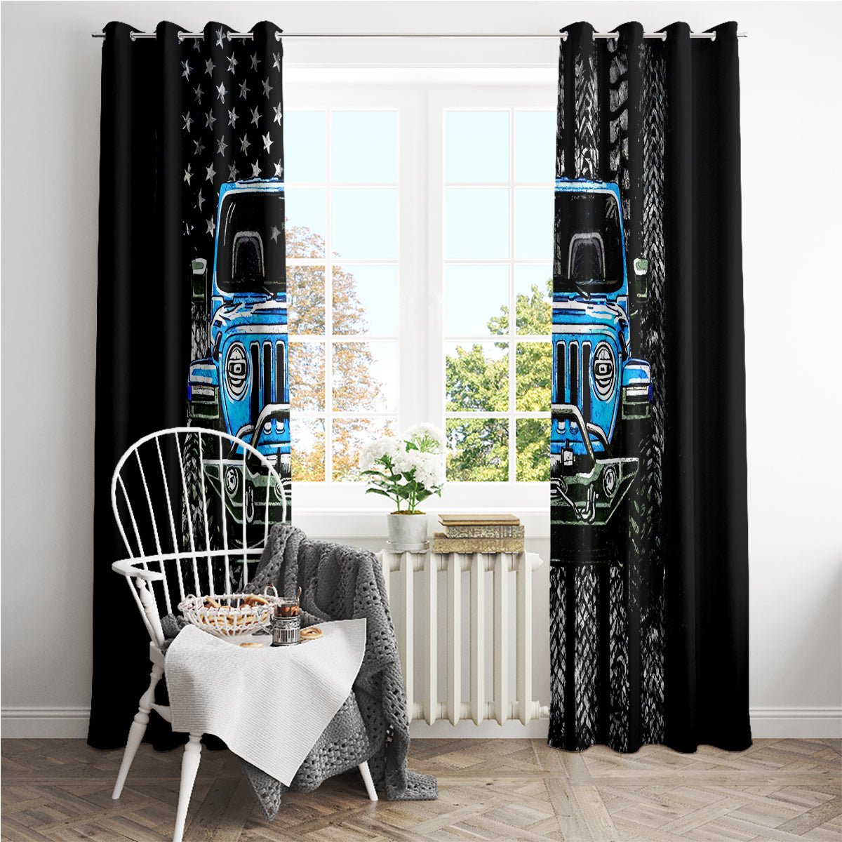 American Jeep Window Curtain Once Upon A Time I Was An Asshole JKD I Still Am DT01 - The Mazicc - With Grommets - 107cm x 213cm - Black
