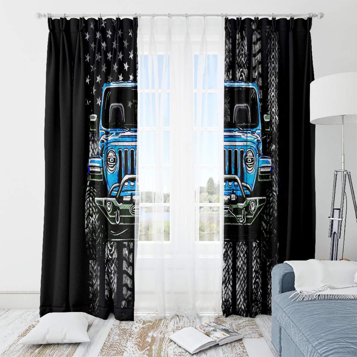 American Jeep Window Curtain Once Upon A Time I Was An Asshole JKD I Still Am DT01 - The Mazicc - With Grommets - 107cm x 213cm - Black