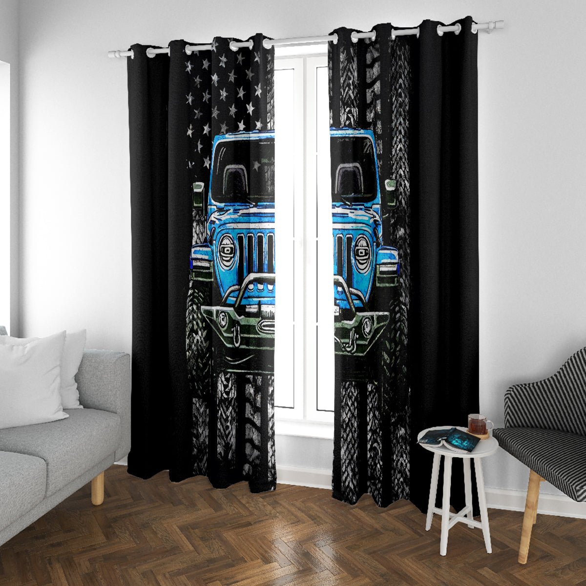American Jeep Window Curtain Once Upon A Time I Was An Asshole JKD I Still Am DT01 - The Mazicc - With Grommets - 107cm x 213cm - Black
